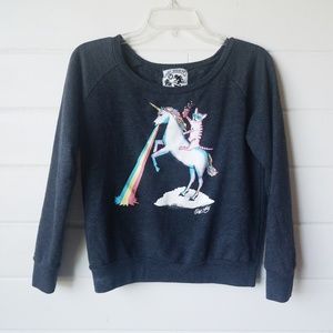 Riot Society black sweatshirt unicorn and Cat M